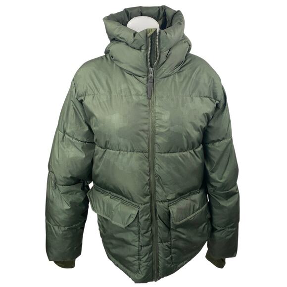 All in Motion Women's Olive Green Full Zip Hoodie Hooded Puffer Coat Jacket Sz M - Picture 1 of 3